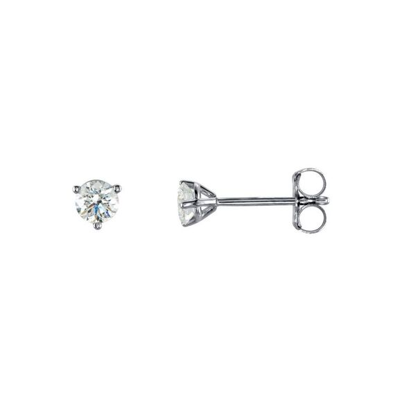 1/3 Cttw Round Diamond Friction Back Stud Earrings in 14k White Gold - Picture 1 of 2